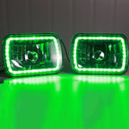 7X6" 5x7 7 Colors Change RGB LED Halo Headlights Lamps Driver & Passenger Side