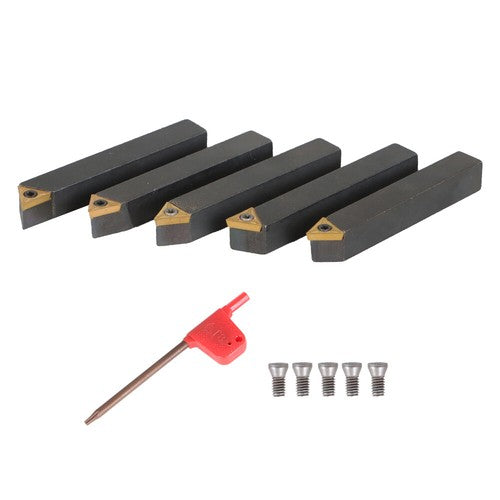5Pack 3/8" Indexable Carbide Turning Inserts Holder Set for Machining Lathes