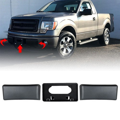 For 2009-2014 Ford F-150 License Plate Frame Bracket & Bumper Guards Pads Front