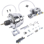 7Inch Chrome Power Brake Booster Master Cylinder Disc Drum Kit for Bel Air 55-57