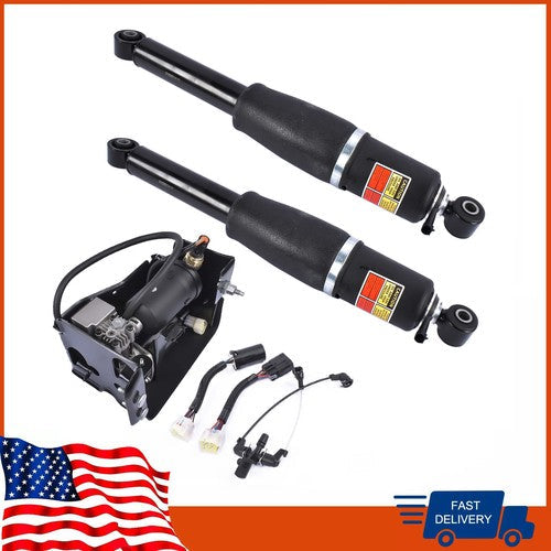 Pair Air Suspension Shocks+Compressor Pump For Cadillac Escalade 1500 2001-2013