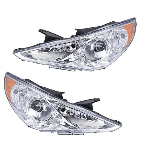 2x For Hyundai Sonata 11-14 Chrome Housing Amber Corner Projector Headlights