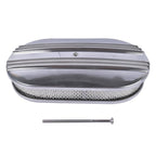15" Oval Half Finned Polished Aluminum Air Cleaner Filter For Chevy SBC BBC 400