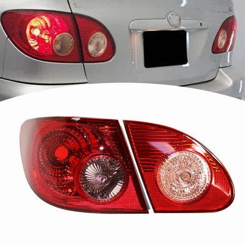 Outer Inner Tail Lights Driver Side for 2003-2008 for Toyota Corolla Clear Lens