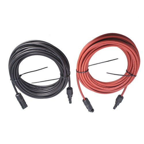Solar Panel Extension Cable Wire Connector 1 Pair 30ft Black + Red 12AWG New