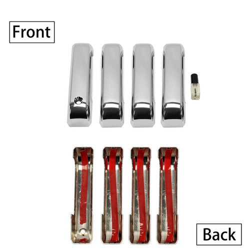 4x Chrome Door Handle Cover Cap Trim Kit No SMKH for 2017-2020 Ford F-250 F-350
