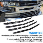 Black Grille Insert Trim Grill Overlay for 2019-2021 Chevy Silverado 1500 LT RST