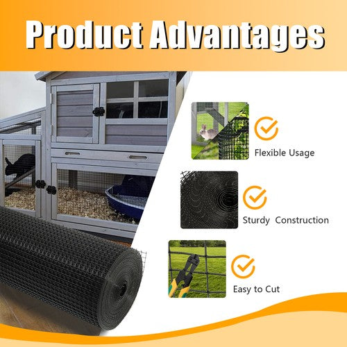 1"x1" 16 Gauge 24"x50' Welded Wire Fence Vinyl Coated Chicken Rabbit Mesh