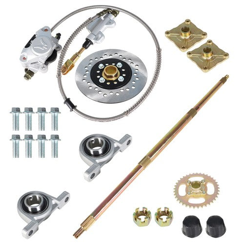 Go Kart ATV Live Rear Axle Kit + Brake Assembly +Sprocket Hub Drift Trike 32"