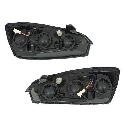 RH & LH Headlights Headlamps Housing Halogen Black For Chevy Malibu 2004-2008