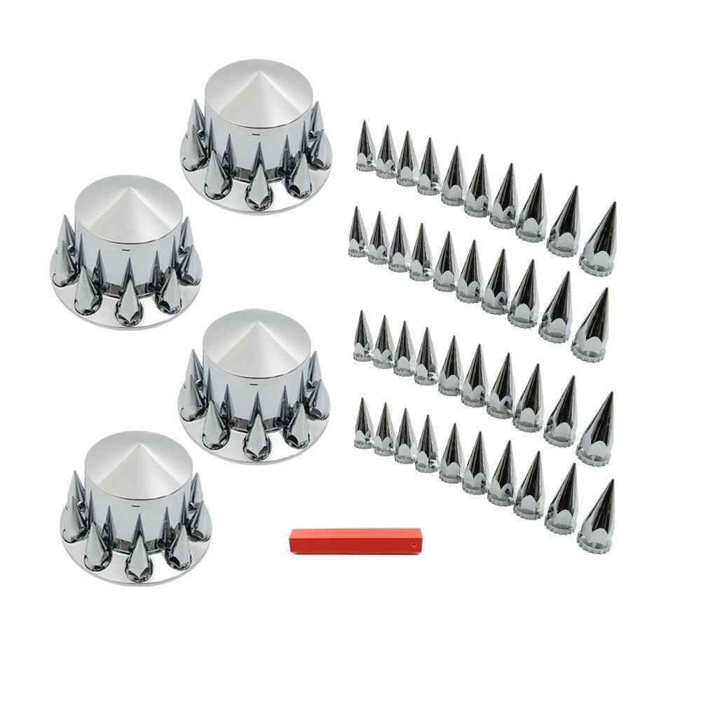 Rear Axle Wheel Cover Spike Screw-on Lug Nut Cover Semi Truck Chrome 33 MM