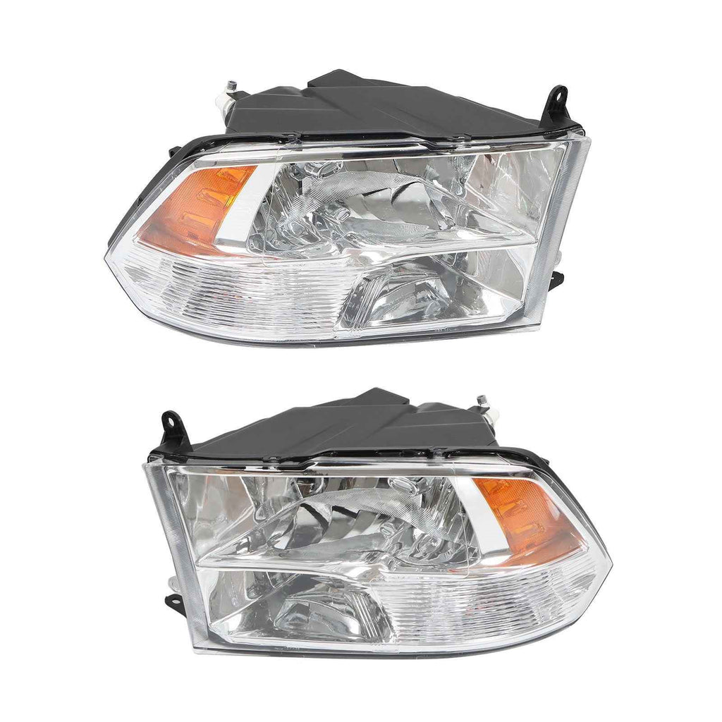 Halogen Headlights Assy For Dodge Ram 1500 2500 3500 2009-2018 Pair LH&RH Clear