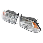 Halogen Headlights Assy For Dodge Ram 1500 2500 3500 2009-2018 Pair LH&RH Clear
