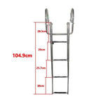 4 Step Stainless Steel Telescoping Boat Ladder with Pedal Hand Railing US