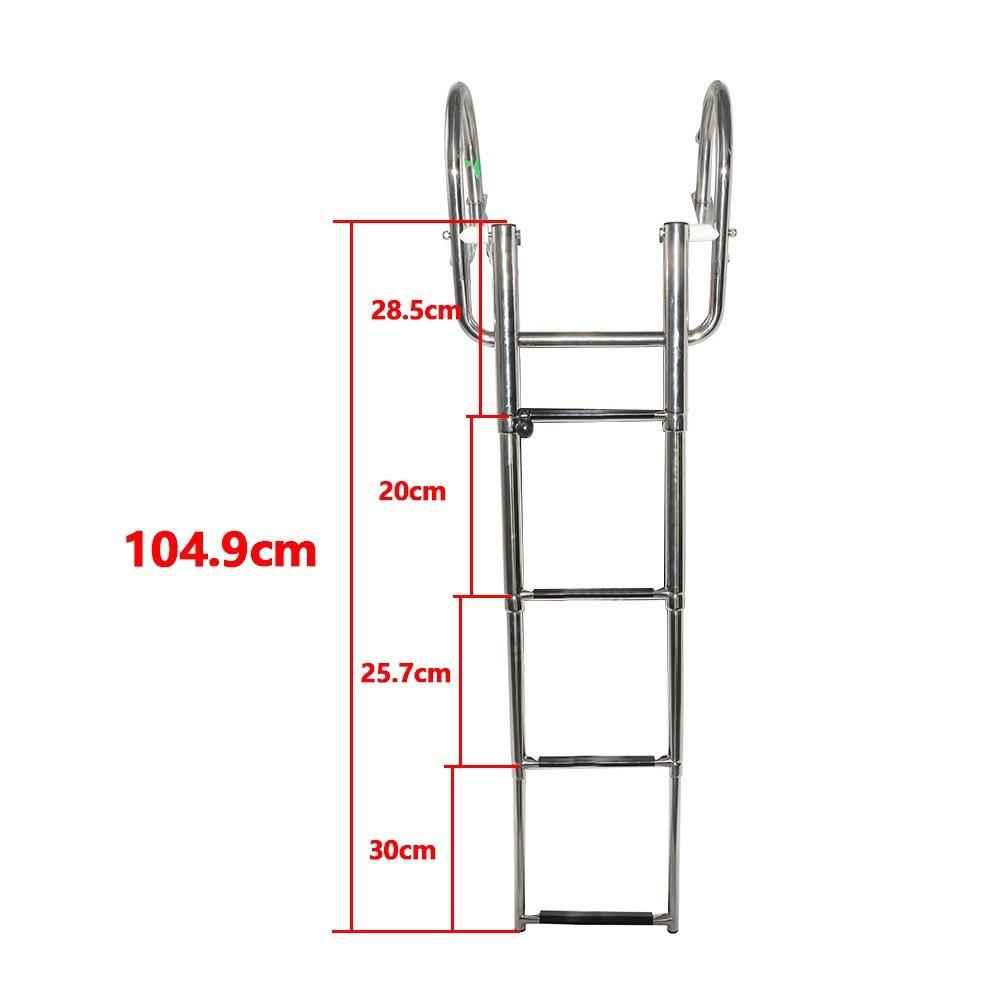 4 Step Stainless Steel Telescoping Boat Ladder with Pedal Hand Railing US