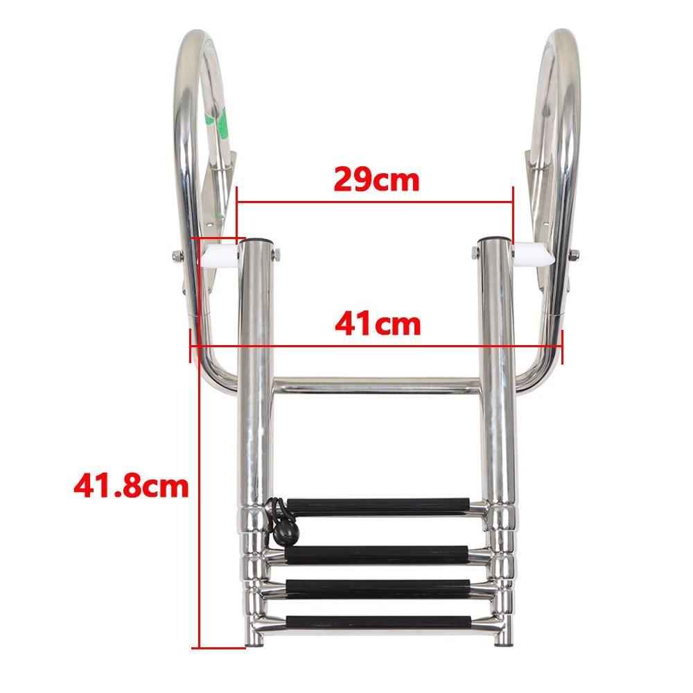 4 Step Stainless Steel Telescoping Boat Ladder with Pedal Hand Railing US