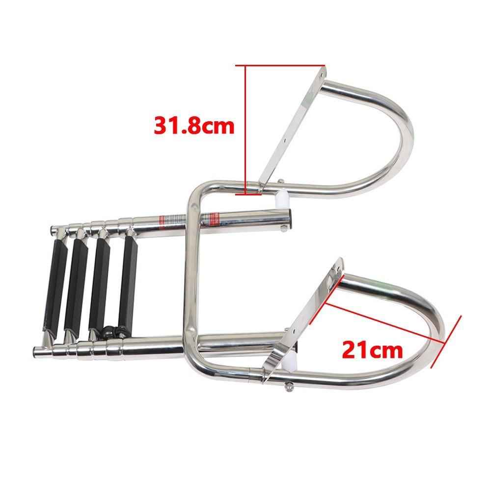 4 Step Stainless Steel Telescoping Boat Ladder with Pedal Hand Railing US