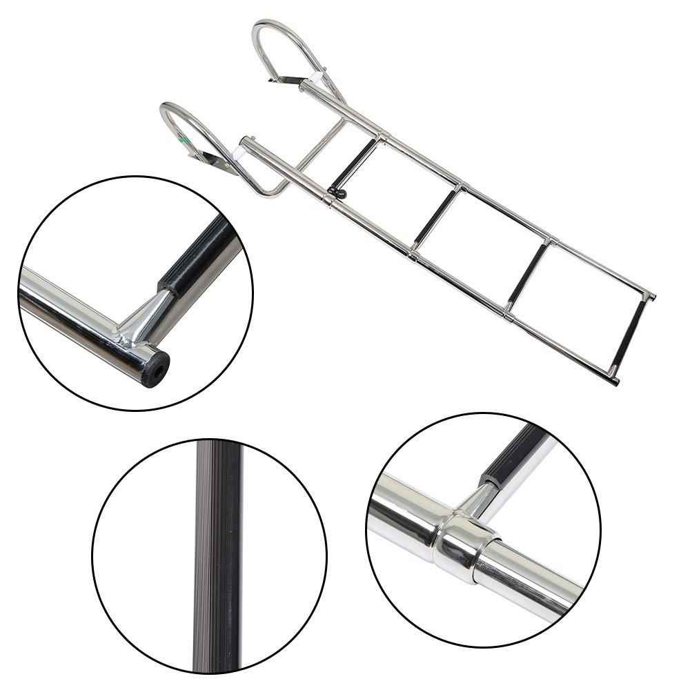 4 Step Stainless Steel Telescoping Boat Ladder with Pedal Hand Railing US