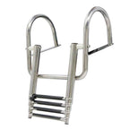 4 Step Stainless Steel Telescoping Boat Ladder with Pedal Hand Railing US