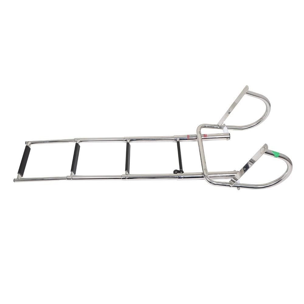 4 Step Stainless Steel Telescoping Boat Ladder with Pedal Hand Railing US