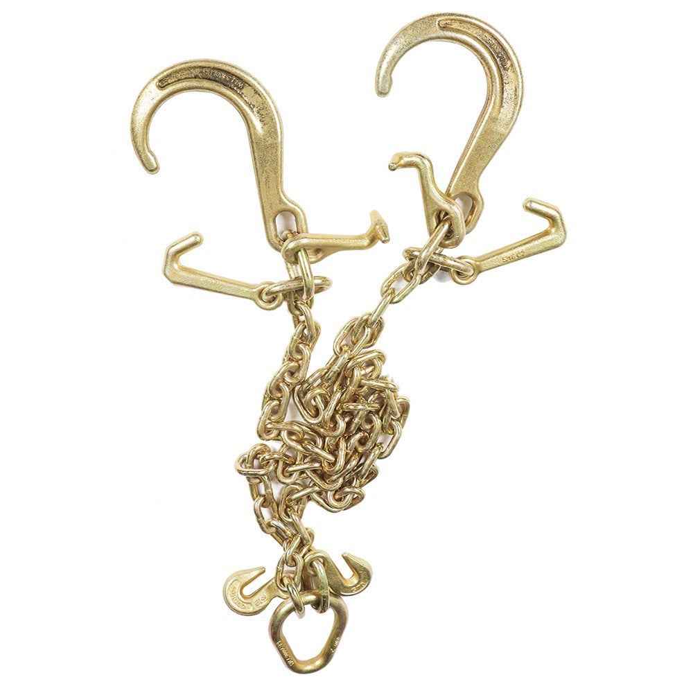 1 Pack G70 V-Chain Bridle W/ 8" Medium J Hooks T- Hook & J-Hook 5/16'' �� 3'