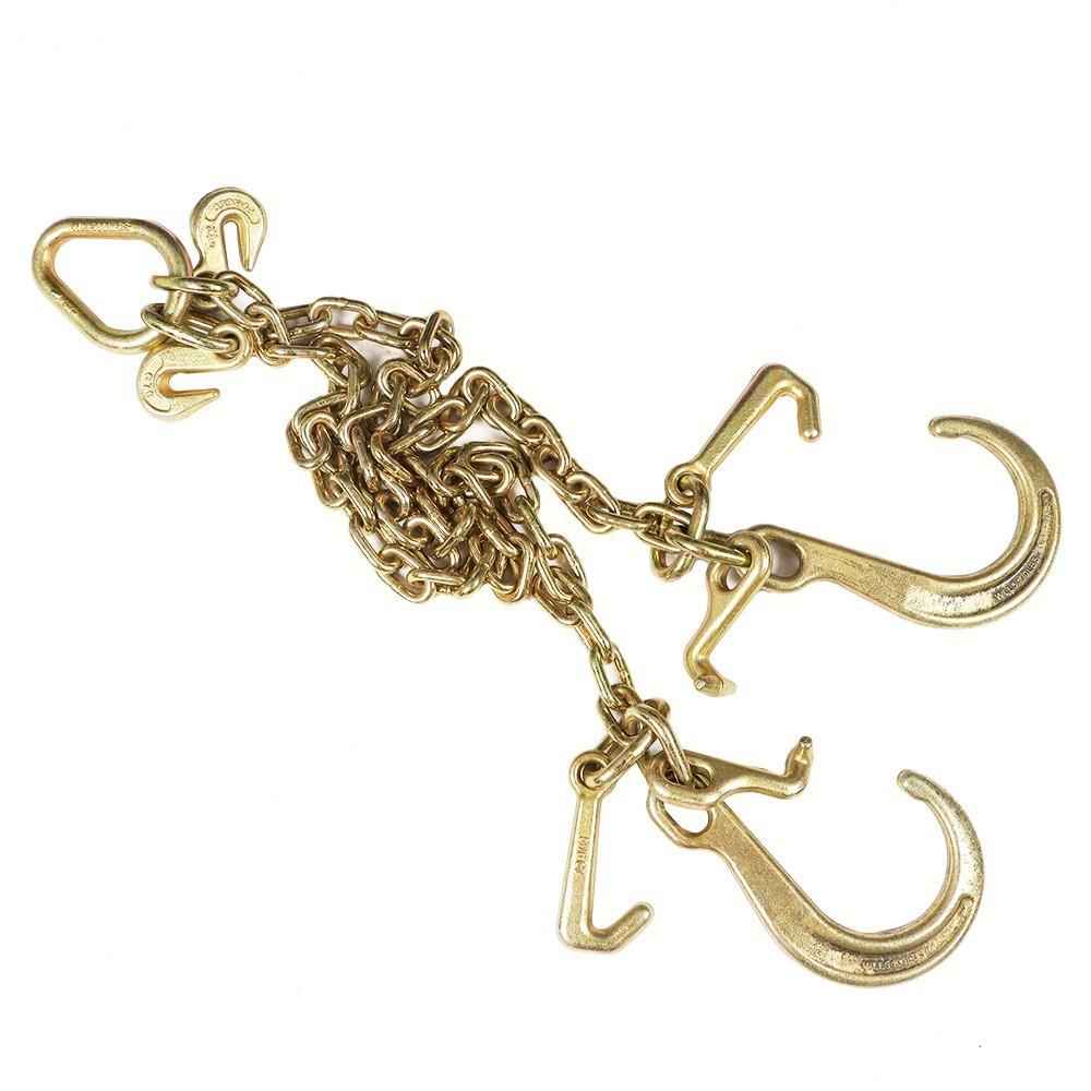 1 Pack G70 V-Chain Bridle W/ 8" Medium J Hooks T- Hook & J-Hook 5/16'' �� 3'