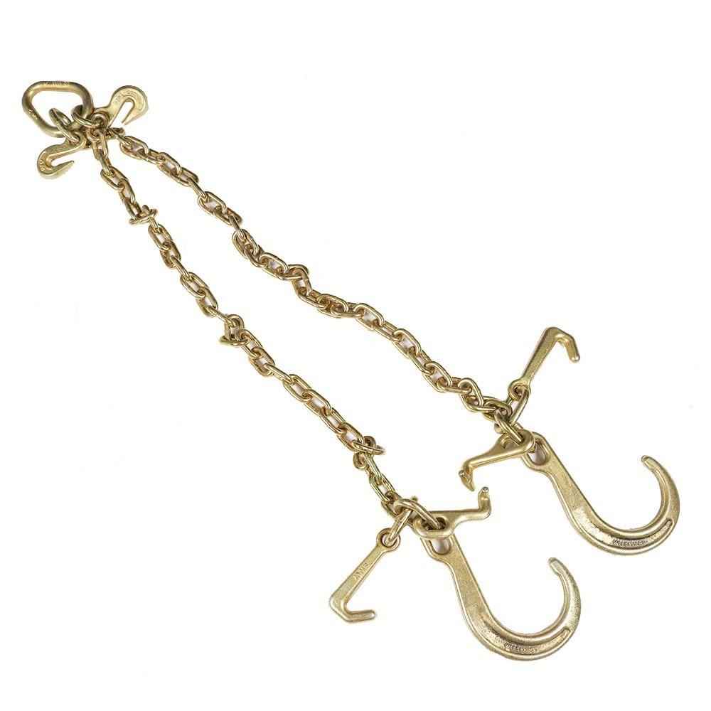 1 Pack G70 V-Chain Bridle W/ 8" Medium J Hooks T- Hook & J-Hook 5/16'' �� 3'