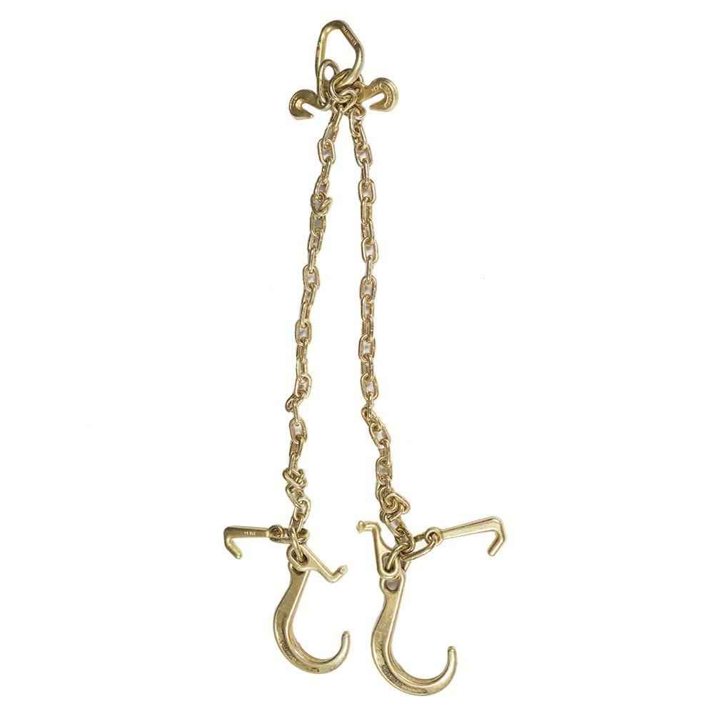 1 Pack G70 V-Chain Bridle W/ 8" Medium J Hooks T- Hook & J-Hook 5/16'' �� 3'