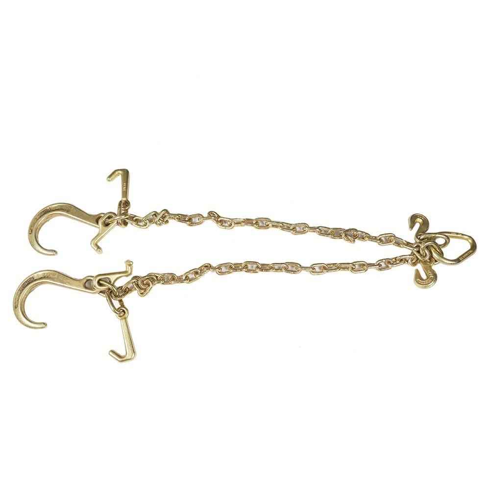 1 Pack G70 V-Chain Bridle W/ 8" Medium J Hooks T- Hook & J-Hook 5/16'' �� 3'