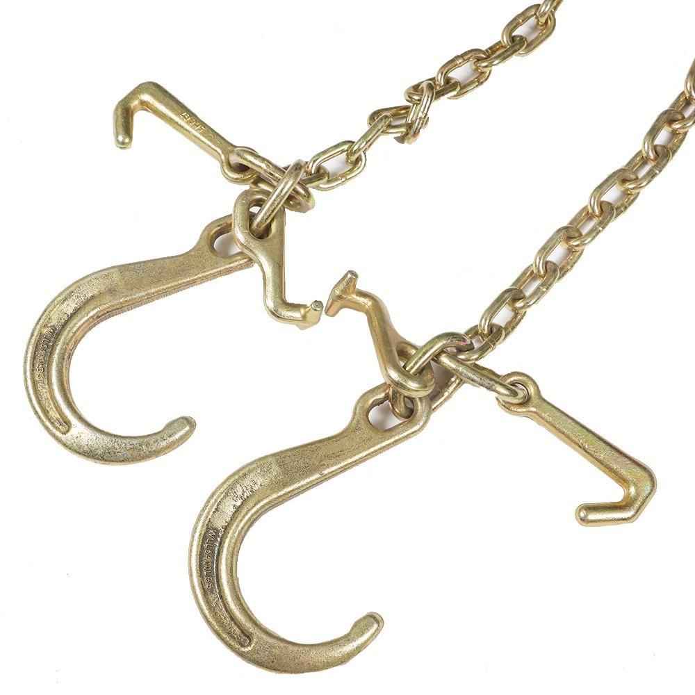 1 Pack G70 V-Chain Bridle W/ 8" Medium J Hooks T- Hook & J-Hook 5/16'' �� 3'