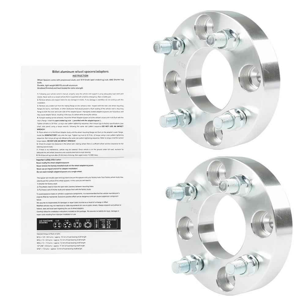 2�� 1" For Golf Cart Silver Wheel Spacers 4��4 Bolt Pattern/62mm Bore 1/2��20 Studs