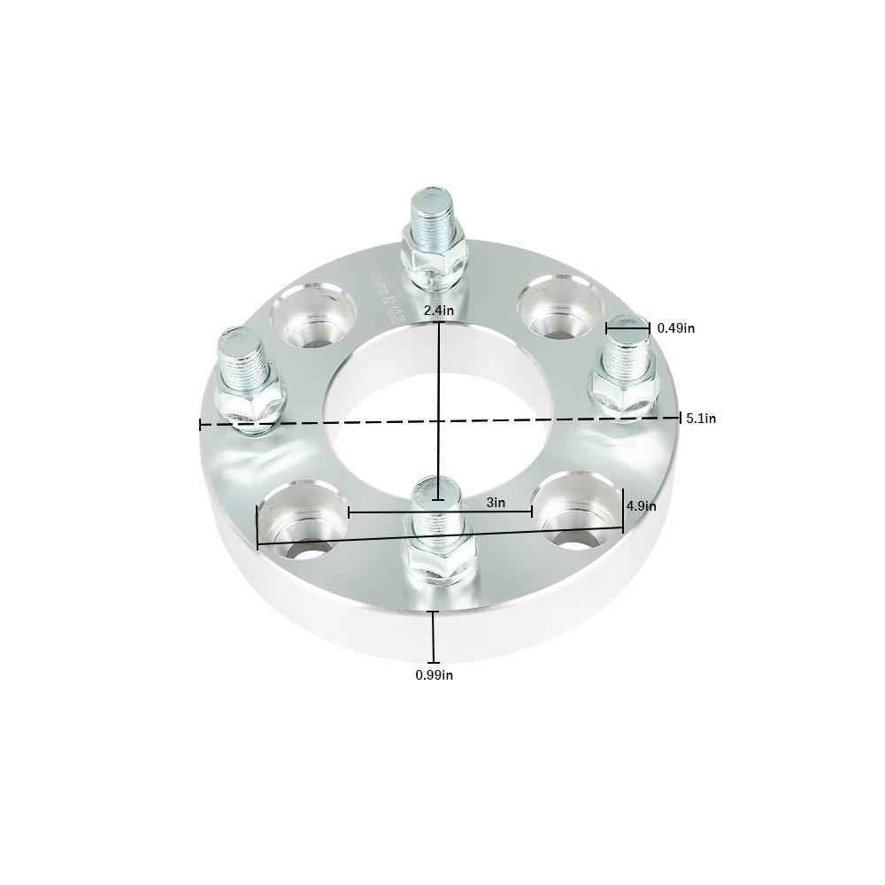 2�� 1" For Golf Cart Silver Wheel Spacers 4��4 Bolt Pattern/62mm Bore 1/2��20 Studs