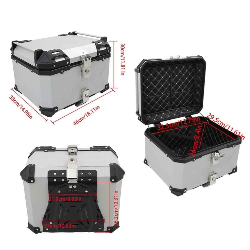 Rear Top Case Luggage Tour Tail Tool Box Lock 55L Motorcycle Aluminum Trunk