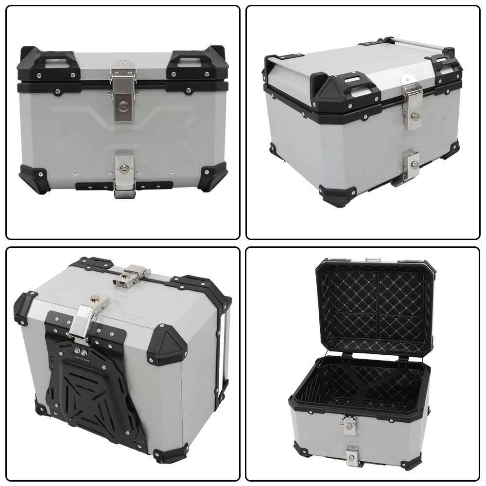 Rear Top Case Luggage Tour Tail Tool Box Lock 55L Motorcycle Aluminum Trunk