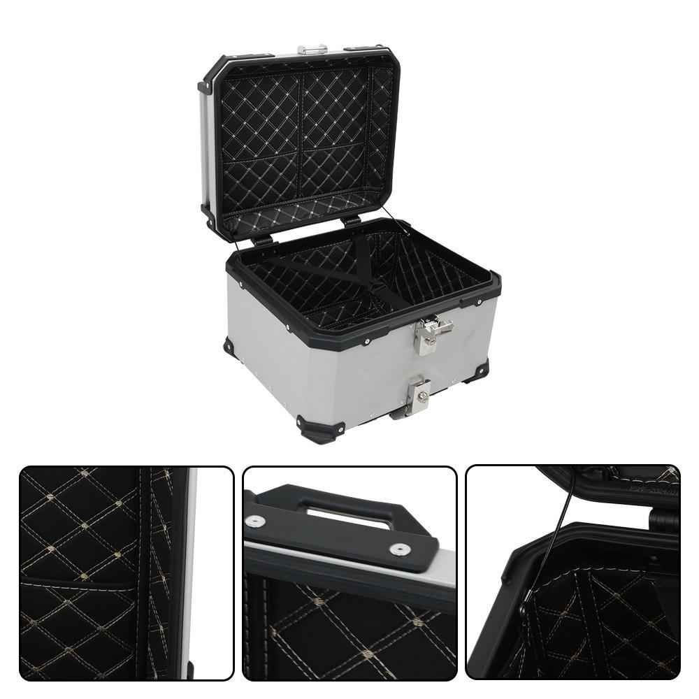 Rear Top Case Luggage Tour Tail Tool Box Lock 55L Motorcycle Aluminum Trunk