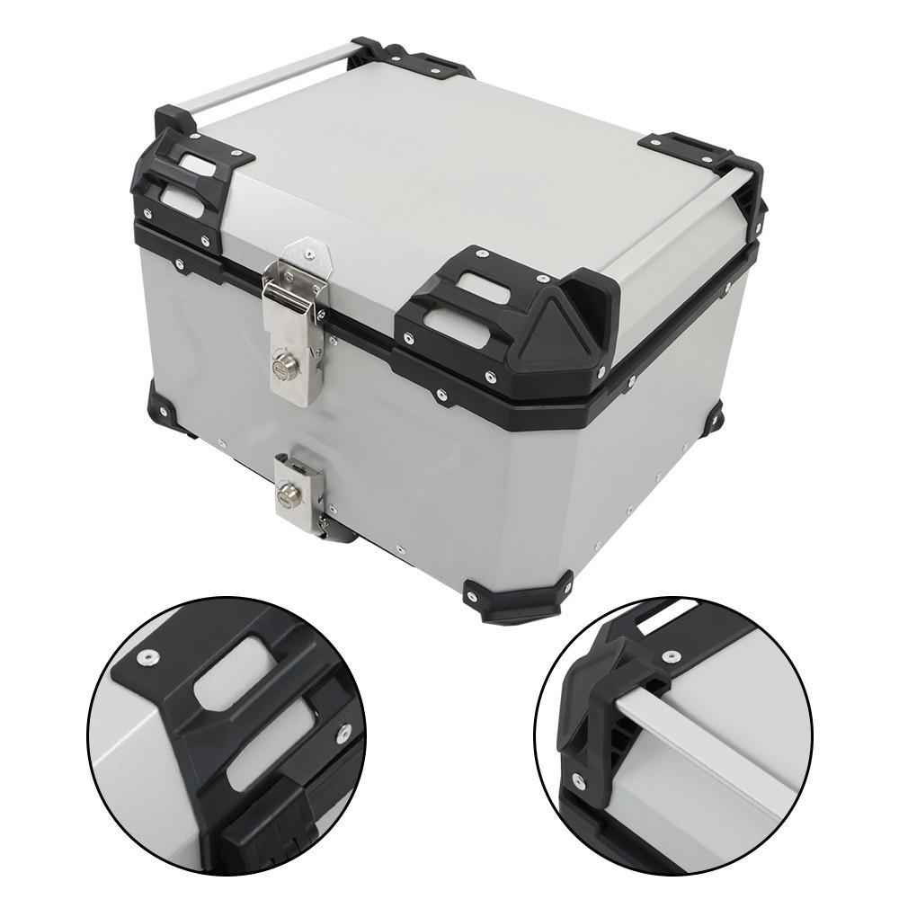 Rear Top Case Luggage Tour Tail Tool Box Lock 55L Motorcycle Aluminum Trunk