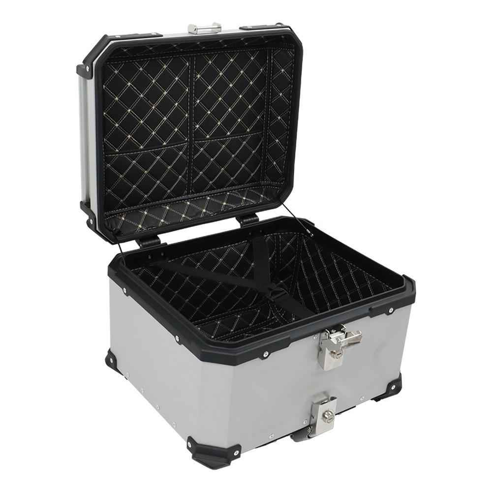 Rear Top Case Luggage Tour Tail Tool Box Lock 55L Motorcycle Aluminum Trunk