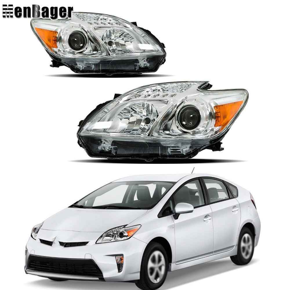 Halogen Headlights For 2012-2013-2014-15 Toyota Prius Chrome Housing Left+Right