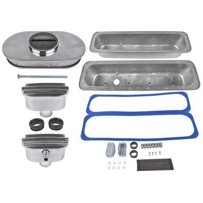 Finned Tall Valve Covers w/ 15" Air Cleaner Breather for Chevy Small Block 400