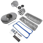 Finned Tall Valve Covers w/ 15" Air Cleaner Breather for Chevy Small Block 400