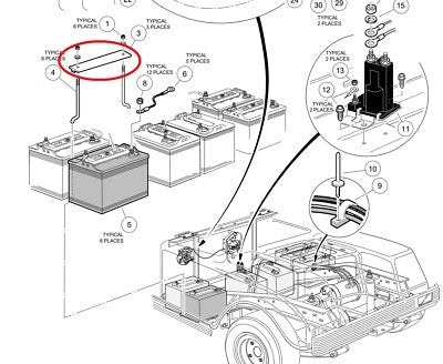 101090801 7083 8199 Battery Hold Down for Club Car DS Carryall 36V 48V
