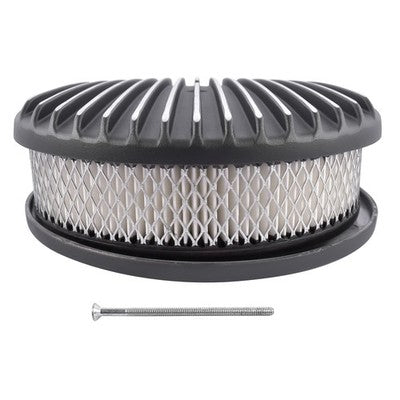 12" Oval Fully Finned Black Aluminum Air Cleaner For Classic Chevy Ford Mopar