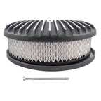 12" Oval Fully Finned Black Aluminum Air Cleaner For Classic Chevy Ford Mopar