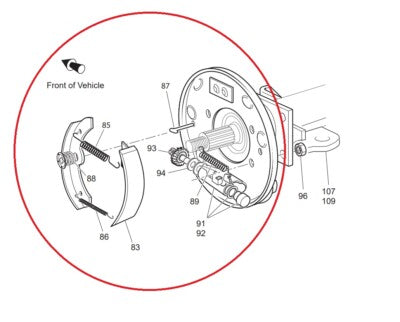 Drivers Side Brake Assembly with Brake Shoes for EZGO TXT Golf Cart 70998-G01