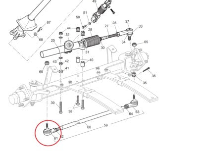 70902-G01 Tie Rod End Left Hand Thread LH Driver Side For EZGO TXT 2001-Up