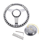 14" 9 Holes Banjo Style Steering Wheel Kit Black Leather Half Warp Chrome for GM
