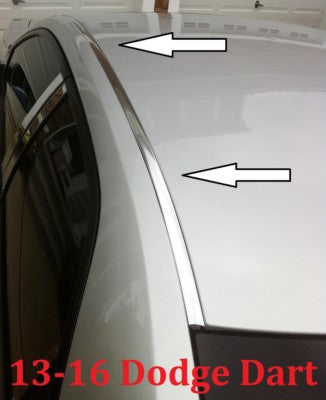 Chrome Roof Top Trim Molding Kit for Dodge Dart 2013 to 2016