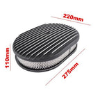 12" Oval Fully Finned Black Aluminum Air Cleaner For Classic Chevy Ford Mopar