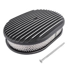12" Oval Fully Finned Black Aluminum Air Cleaner For Classic Chevy Ford Mopar