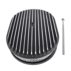 12" Oval Fully Finned Black Aluminum Air Cleaner For Classic Chevy Ford Mopar